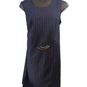 BEDFORD Fair Lifestyles Navy Blue Pinstriped Sleeveless Dress  Sz 20 W